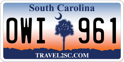 SC license plate OWI961