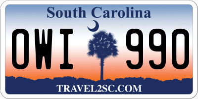 SC license plate OWI990