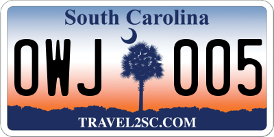SC license plate OWJ005