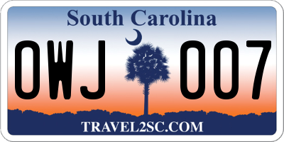 SC license plate OWJ007