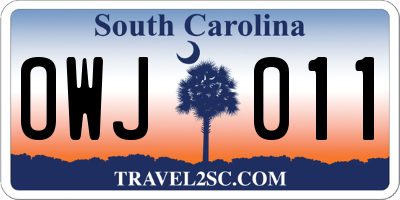 SC license plate OWJ011