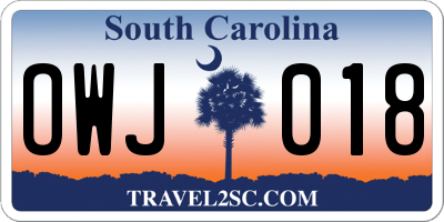 SC license plate OWJ018