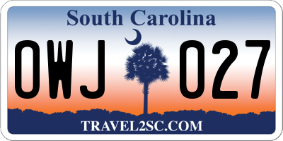 SC license plate OWJ027