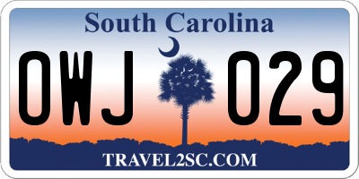 SC license plate OWJ029