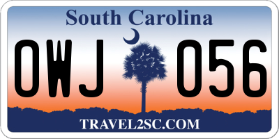 SC license plate OWJ056