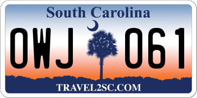 SC license plate OWJ061