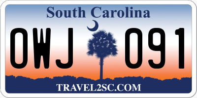 SC license plate OWJ091