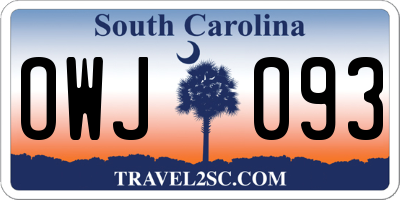 SC license plate OWJ093