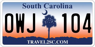 SC license plate OWJ104