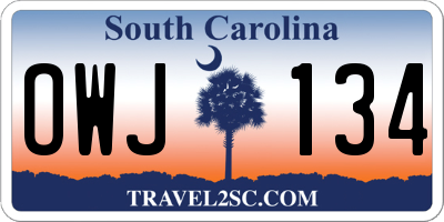 SC license plate OWJ134