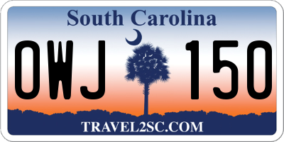 SC license plate OWJ150