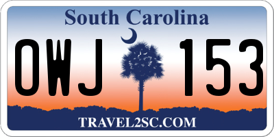 SC license plate OWJ153