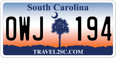 SC license plate OWJ194