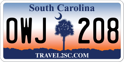 SC license plate OWJ208