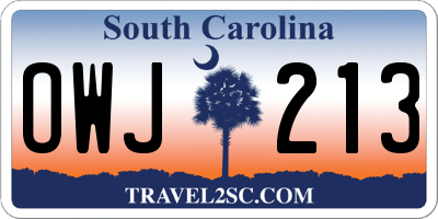 SC license plate OWJ213