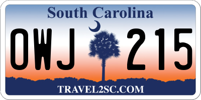 SC license plate OWJ215