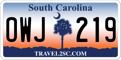 SC license plate OWJ219