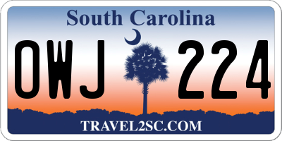 SC license plate OWJ224