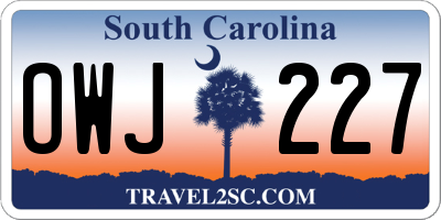 SC license plate OWJ227