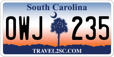 SC license plate OWJ235