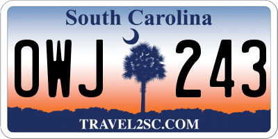 SC license plate OWJ243