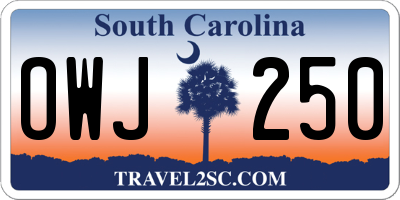 SC license plate OWJ250