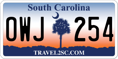 SC license plate OWJ254