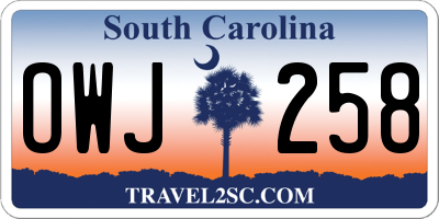 SC license plate OWJ258