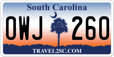SC license plate OWJ260