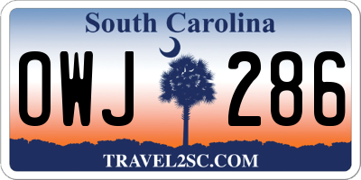 SC license plate OWJ286