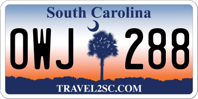 SC license plate OWJ288