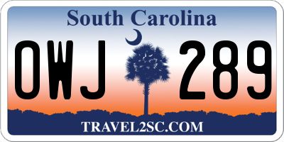 SC license plate OWJ289
