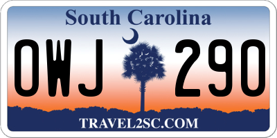 SC license plate OWJ290