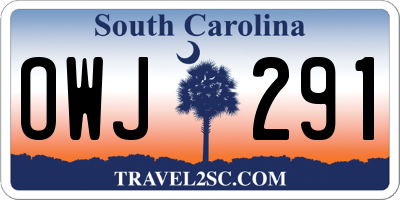 SC license plate OWJ291