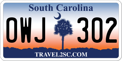 SC license plate OWJ302