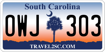 SC license plate OWJ303