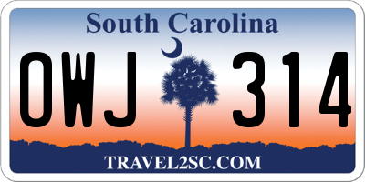 SC license plate OWJ314
