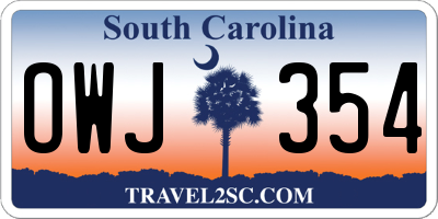 SC license plate OWJ354