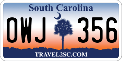 SC license plate OWJ356