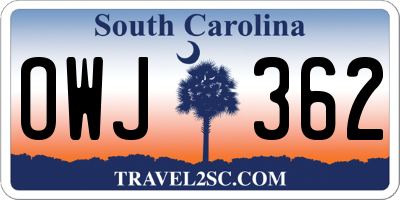 SC license plate OWJ362