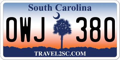 SC license plate OWJ380
