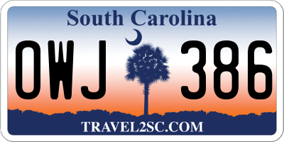 SC license plate OWJ386