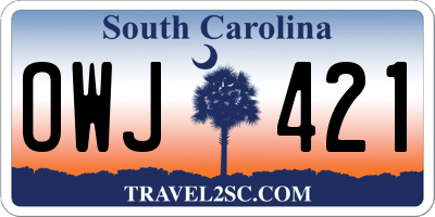 SC license plate OWJ421