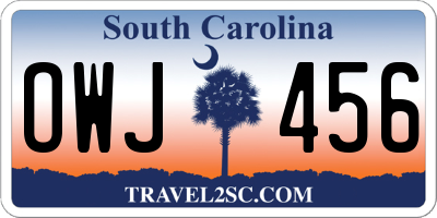 SC license plate OWJ456