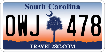 SC license plate OWJ478