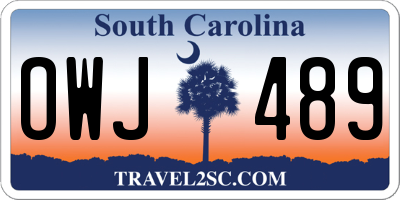 SC license plate OWJ489