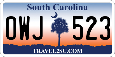 SC license plate OWJ523