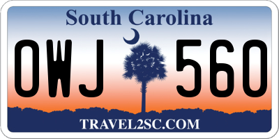 SC license plate OWJ560