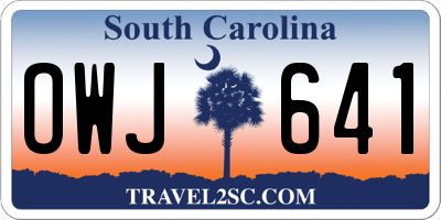 SC license plate OWJ641