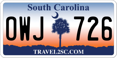 SC license plate OWJ726